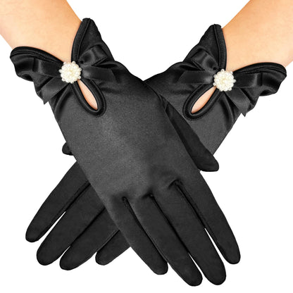 Gionforsy Floral Lace Gloves for Bridal Elegant Short Wrist Opera Gloves