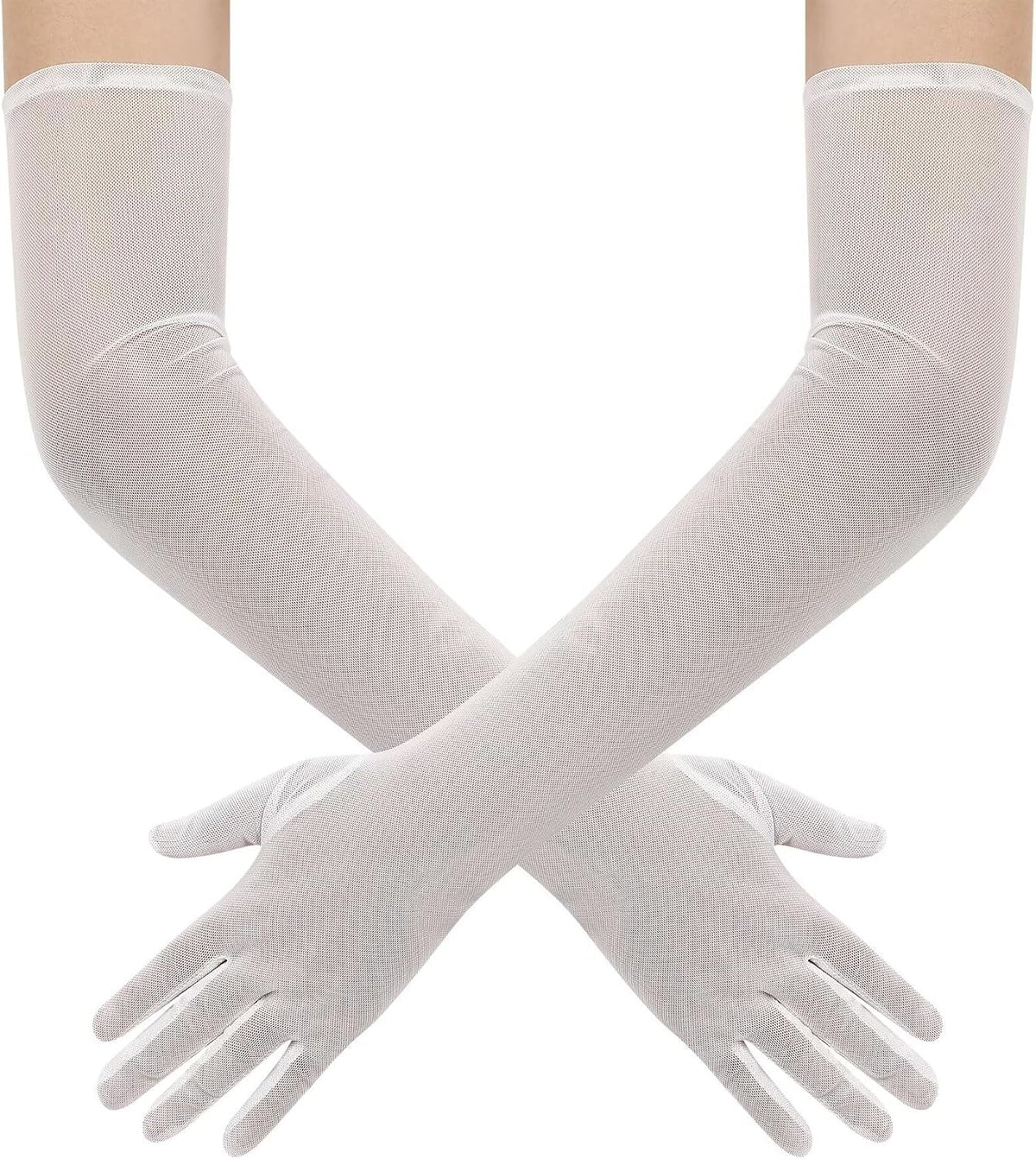 Hazhlko Women's Long Mesh Tulle Sheer Gloves Opera Party Gloves