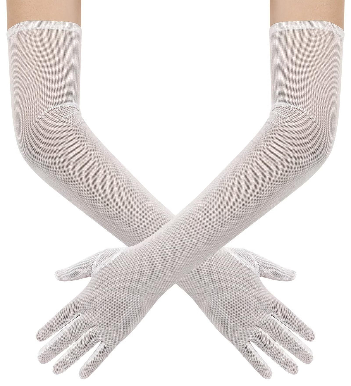Hazhlko Women's Long Mesh Tulle Sheer Gloves Opera Party Gloves