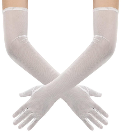 Hazhlko Women's Long Mesh Tulle Sheer Gloves Opera Party Gloves