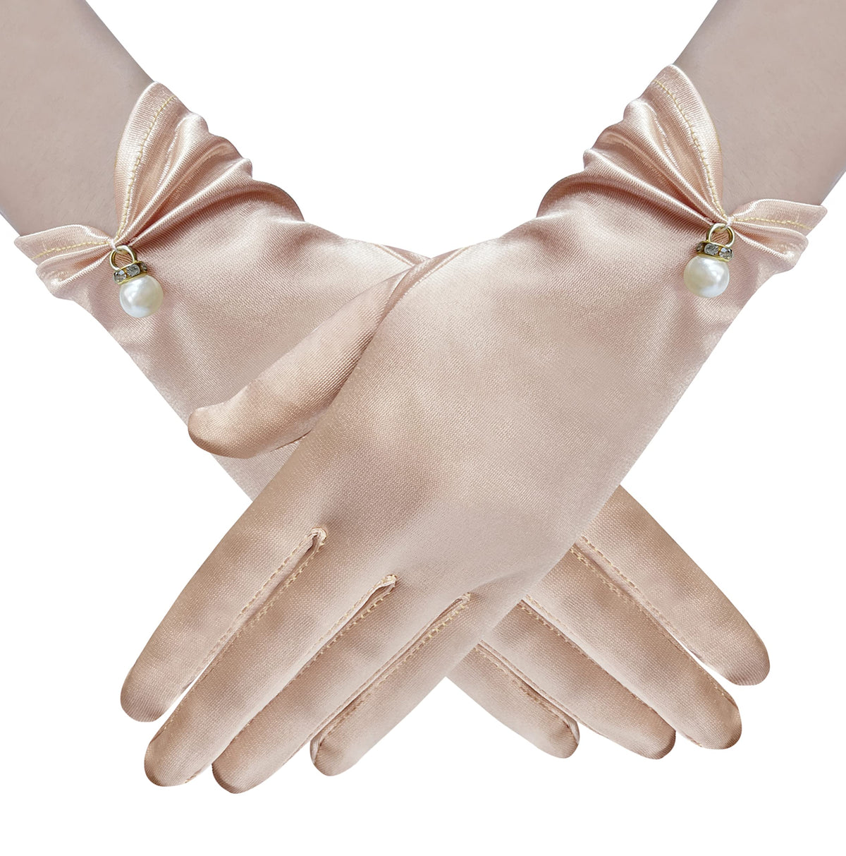 Gionforsy Floral Lace Gloves for Bridal Elegant Short Wrist Opera Gloves
