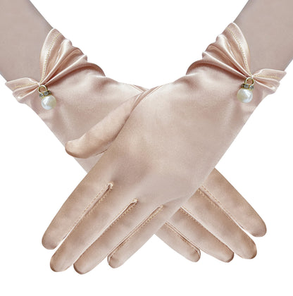 Gionforsy Floral Lace Gloves for Bridal Elegant Short Wrist Opera Gloves