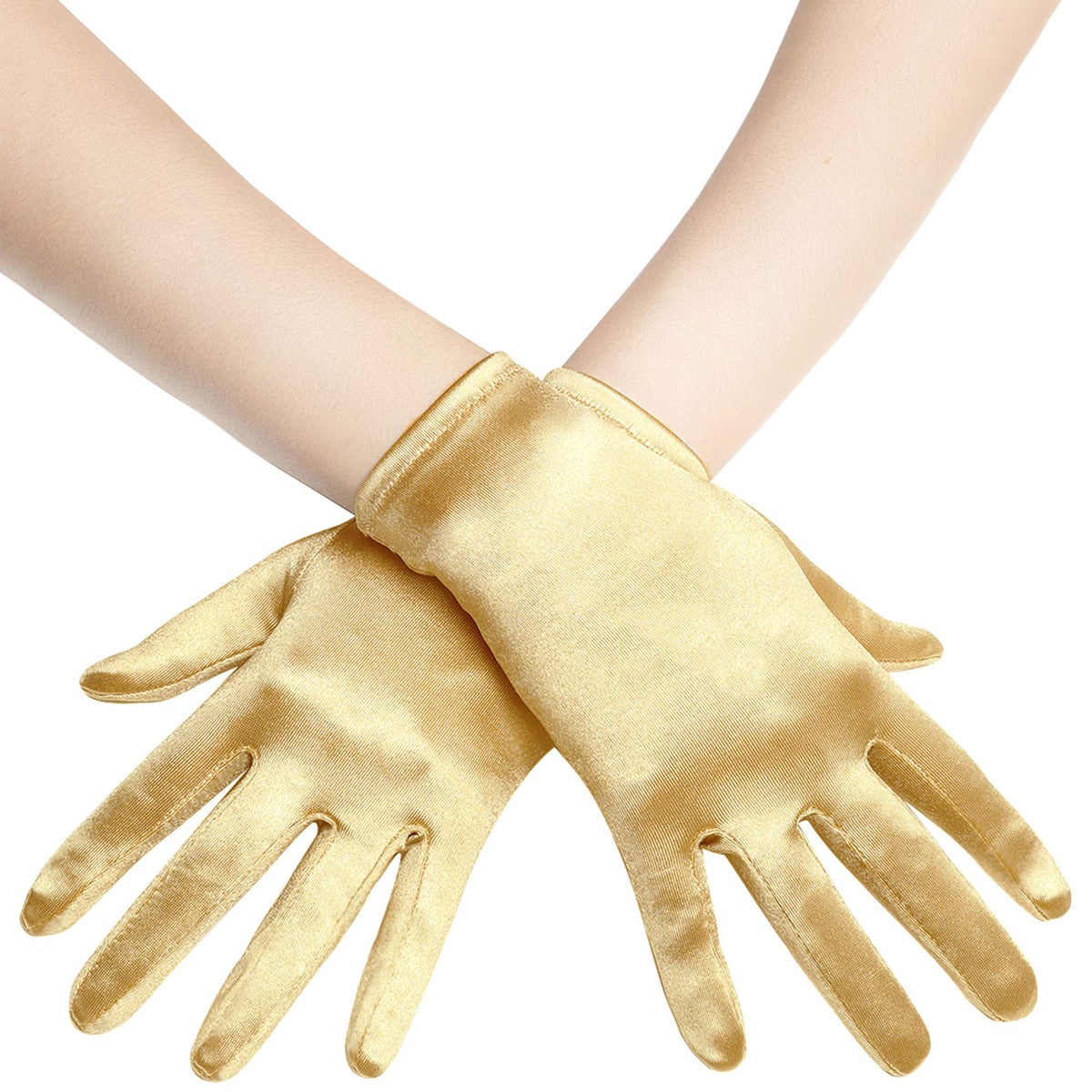 BABEYOND Short Satin Opera Gloves for Women 1920s Bridal Tea Party Gloves
