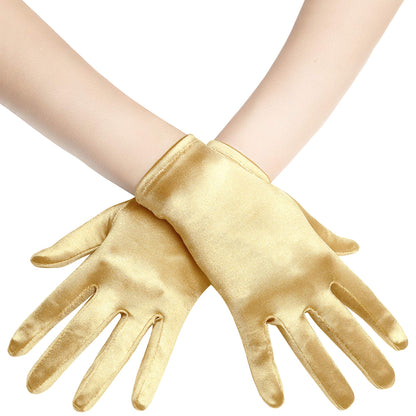 BABEYOND Short Satin Opera Gloves for Women 1920s Bridal Tea Party Gloves