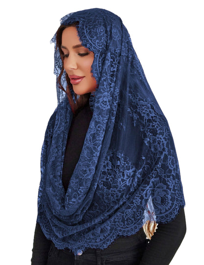 Avidlove Infinity Lace Mantilla Veil Chapel Mass Head Covering Latin Scarf