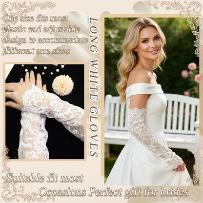 Long Lace Gloves Fingerless Bridal Arm Sleeves Floral Gloves