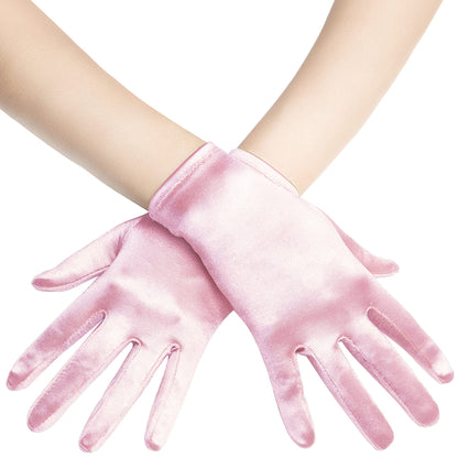 BABEYOND Short Satin Opera Gloves for Women 1920s Bridal Tea Party Gloves