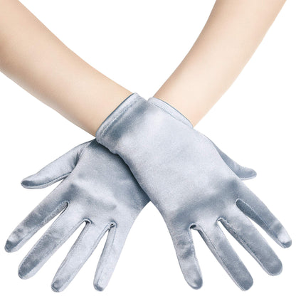 BABEYOND Short Satin Opera Gloves for Women 1920s Bridal Tea Party Gloves