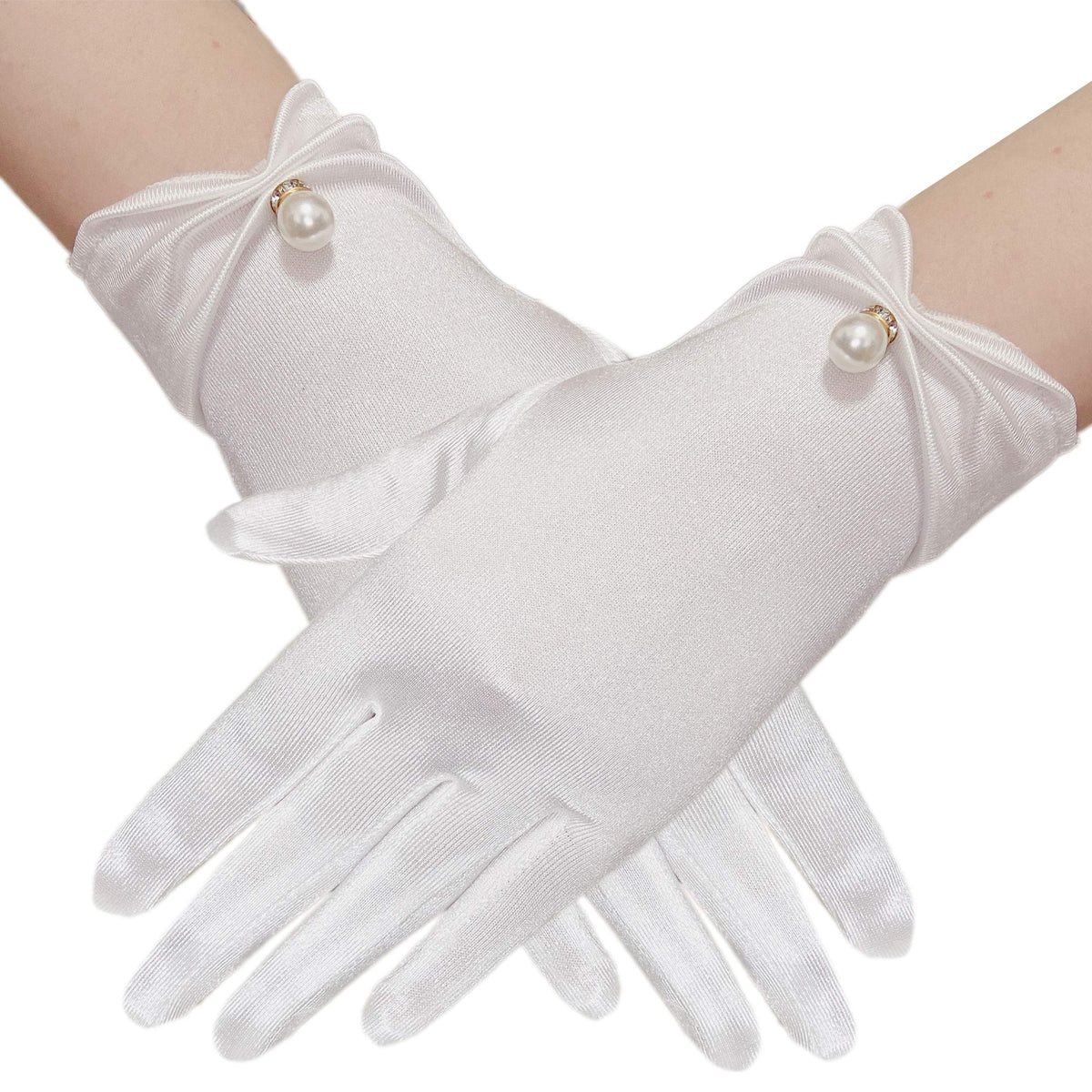 Gionforsy Floral Lace Gloves for Bridal Elegant Short Wrist Opera Gloves