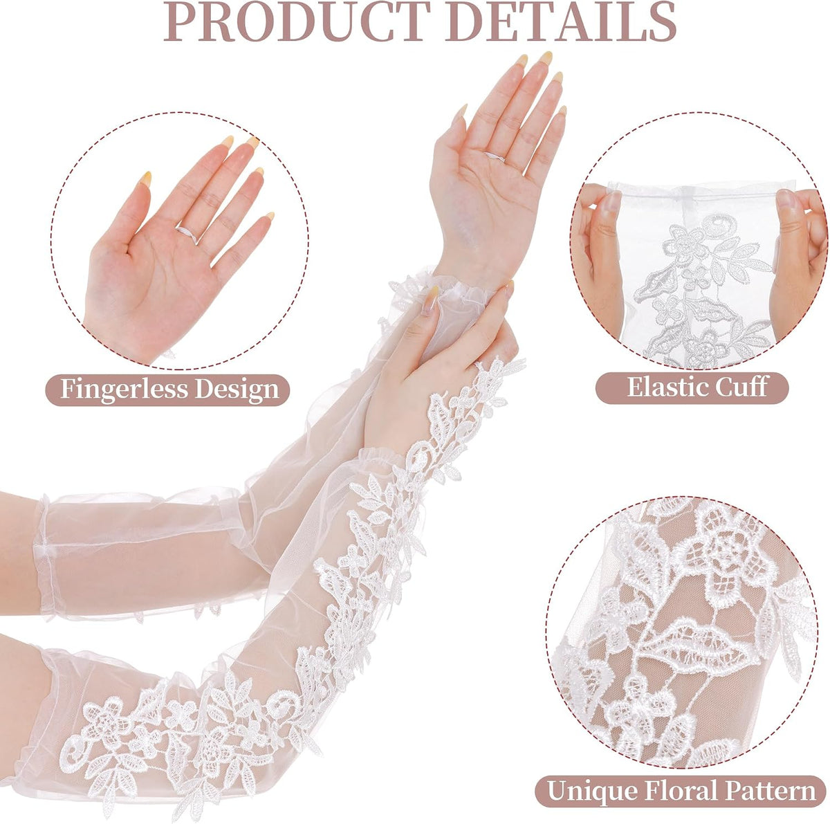 Fingerless Lace Gloves for Women Fingerless Lace Gloves for Halloween Wedding Party Prom Costume Accessories