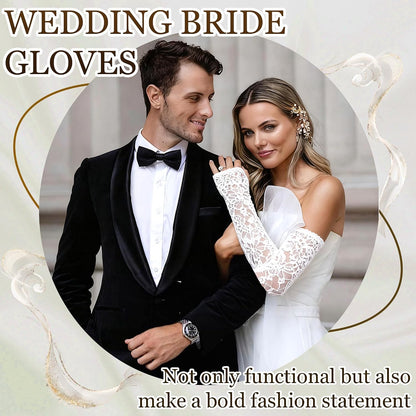 Long Lace Gloves Fingerless Bridal Arm Sleeves