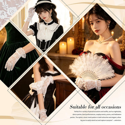 Black Lace Gloves for Women, 2 PCS Black Lace Gloves for Women