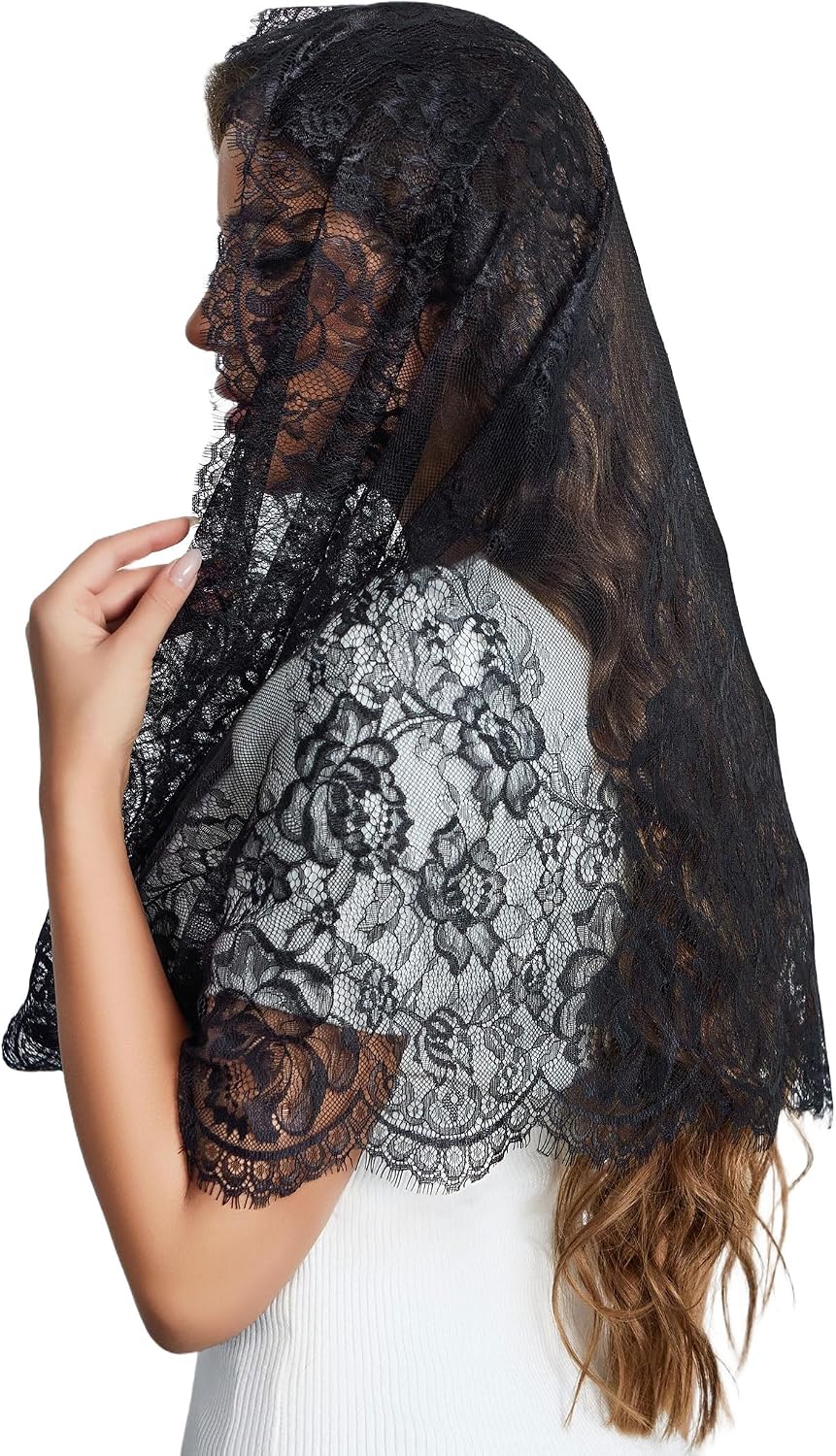 Avidlove Infinity Lace Mantilla Veil Chapel Mass Head Covering Latin Scarf