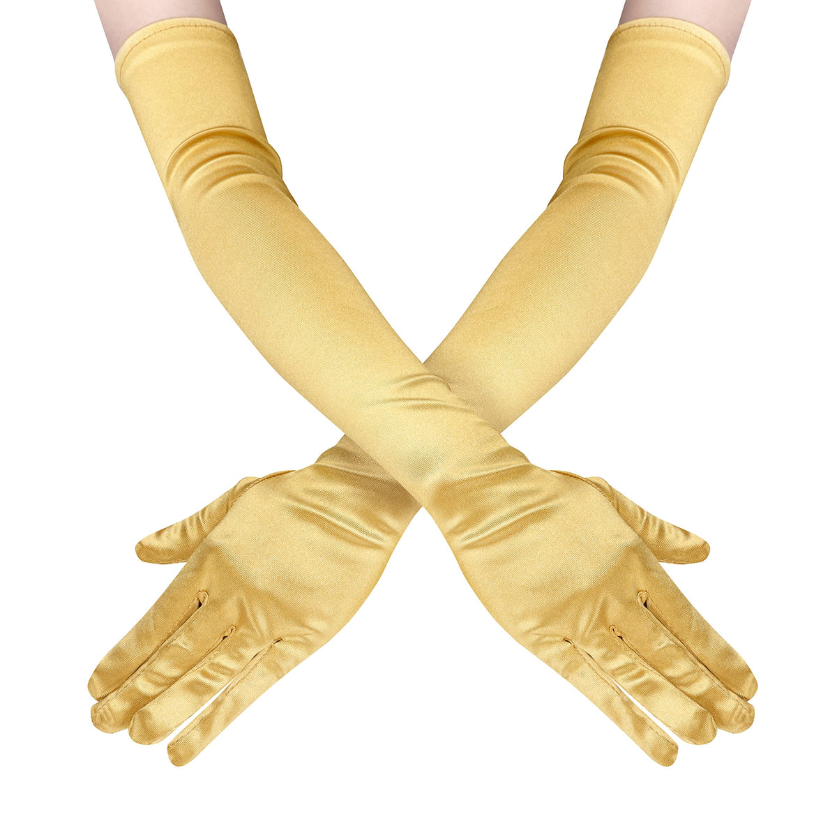 Long Opera Satin Gloves for Women Costume Elbow Length 1920s Dress, 21 inch