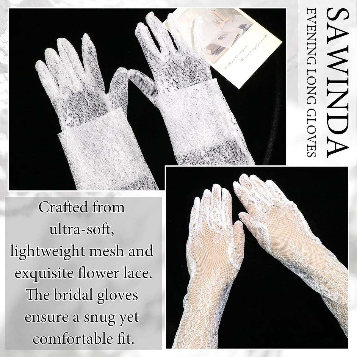 Long Lace Wedding Gloves Bridal Sheer Gloves
