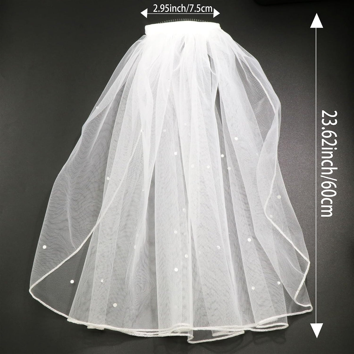 White Short Wedding Veil Pearl Rhinestone Bride Veils Bridal Veils Bachelorette Party Veil for Brides and Women