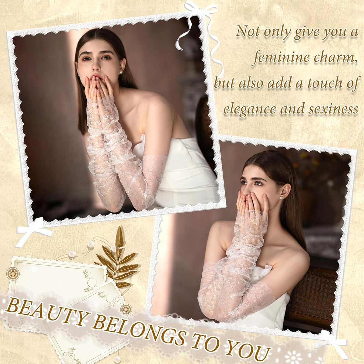 Lace Floral Gloves Bridal Lace Arm Sleeves White Fingerless Gloves