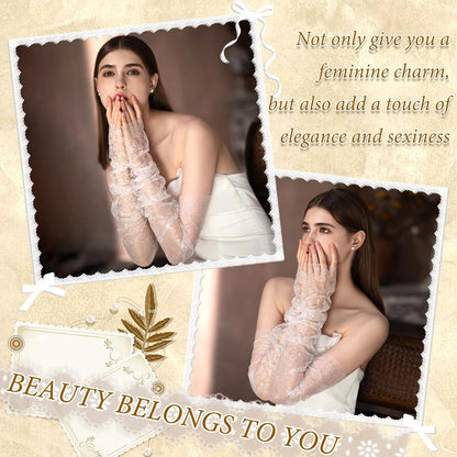 Lace Floral Gloves Bridal Lace Arm Sleeves White Fingerless Gloves