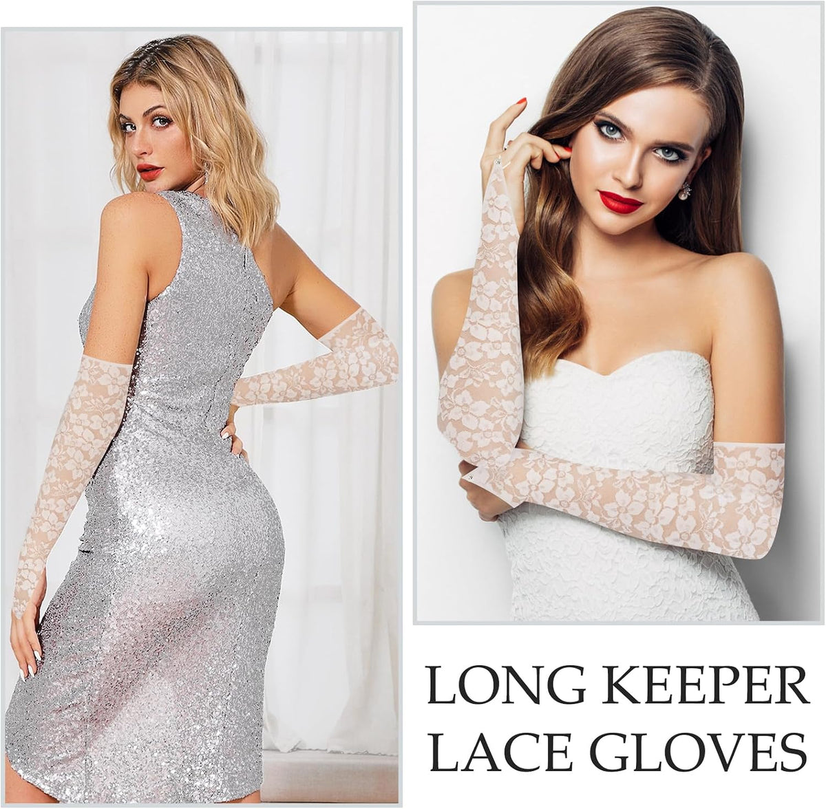 Long Keeper Elegant Floral Lace Gloves Women Elbow Length Fingerless Long Gloves for Bridal Opera Evening Wedding Party Prom
