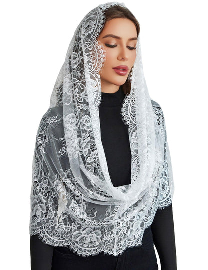 Avidlove Infinity Lace Mantilla Veil Chapel Mass Head Covering Latin Scarf