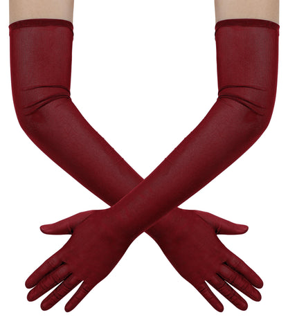 Hazhlko Women's Long Mesh Tulle Sheer Gloves Opera Party Gloves