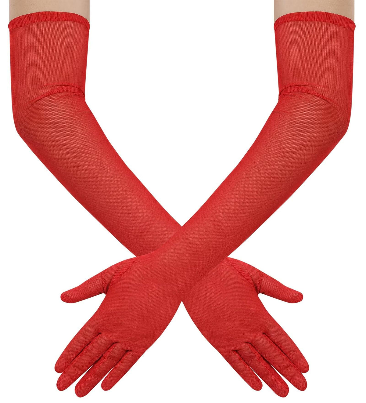 Hazhlko Women's Long Mesh Tulle Sheer Gloves Opera Party Gloves