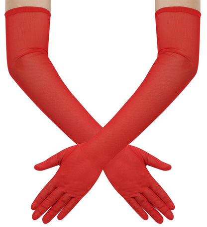 Hazhlko Women's Long Mesh Tulle Sheer Gloves Opera Party Gloves