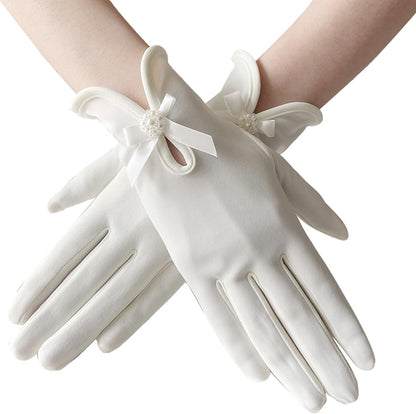 Gionforsy Floral Lace Gloves for Bridal Elegant Short Wrist Opera Gloves