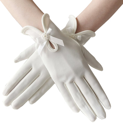 Gionforsy Floral Lace Gloves for Bridal Elegant Short Wrist Opera Gloves