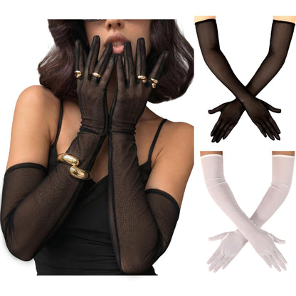 Avidlove Women's Long Sheer Gloves Tulle Mesh Opera Gloves
