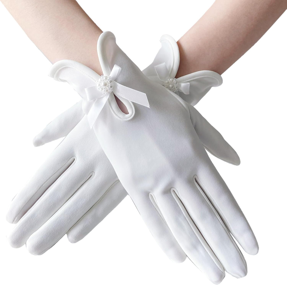 Gionforsy Floral Lace Gloves for Bridal Elegant Short Wrist Opera Gloves