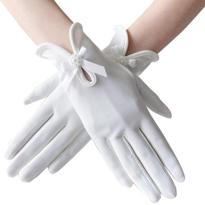 Gionforsy Floral Lace Gloves for Bridal Elegant Short Wrist Opera Gloves