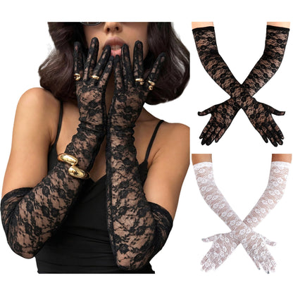 Avidlove Women's Long Lace Gloves for Formal Dress Tea Party Opera Gloves