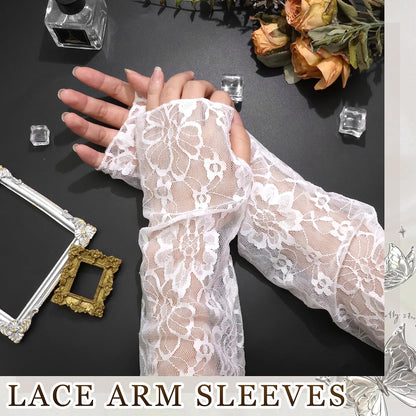 Long Lace Gloves Fingerless Bridal Arm Sleeves