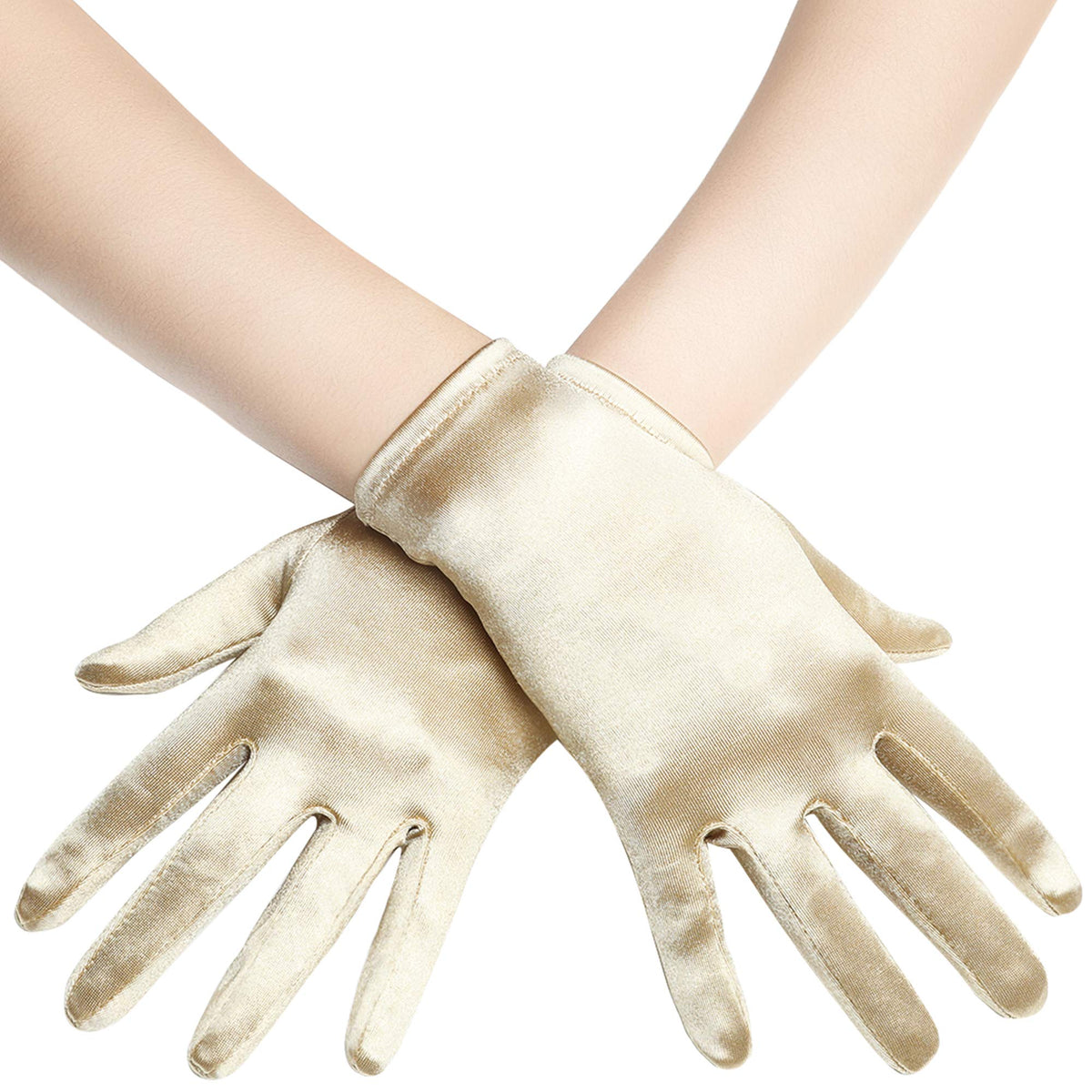 BABEYOND Short Satin Opera Gloves for Women 1920s Bridal Tea Party Gloves
