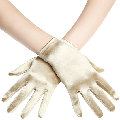 BABEYOND Short Satin Opera Gloves for Women 1920s Bridal Tea Party Gloves