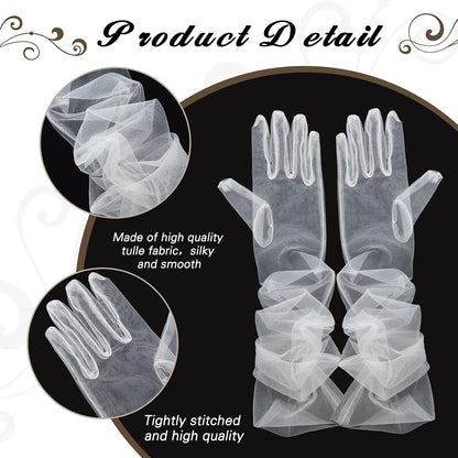 Tarpop Women Long Sheer Mesh Gloves 27.5" Opera Elbow Tulle
