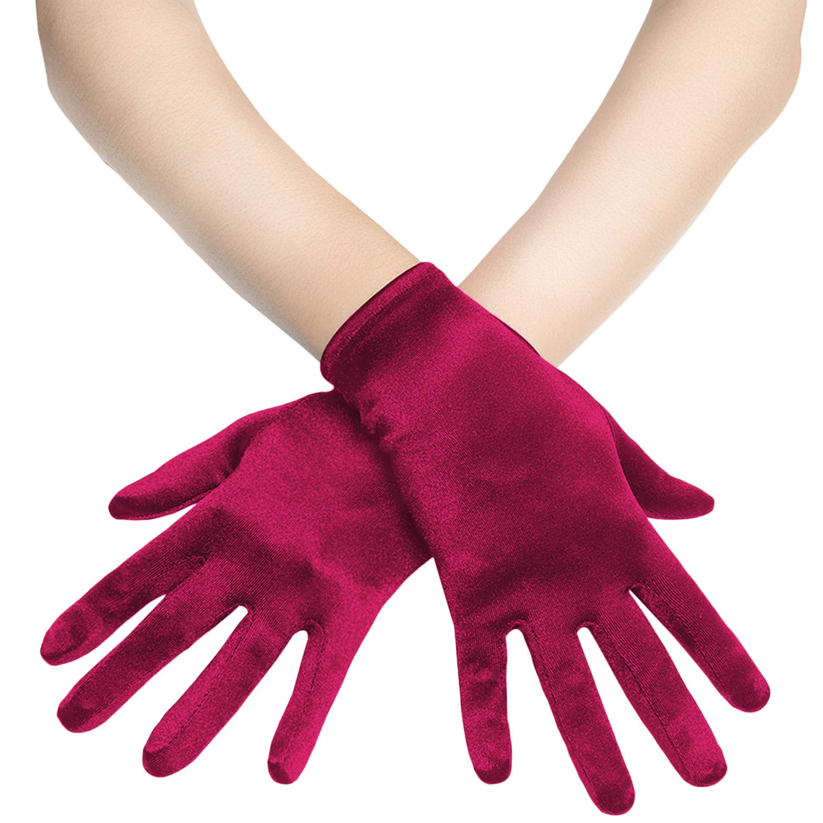 BABEYOND Short Satin Opera Gloves for Women 1920s Bridal Tea Party Gloves