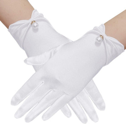 Gionforsy Floral Lace Gloves for Bridal Elegant Short Wrist Opera Gloves