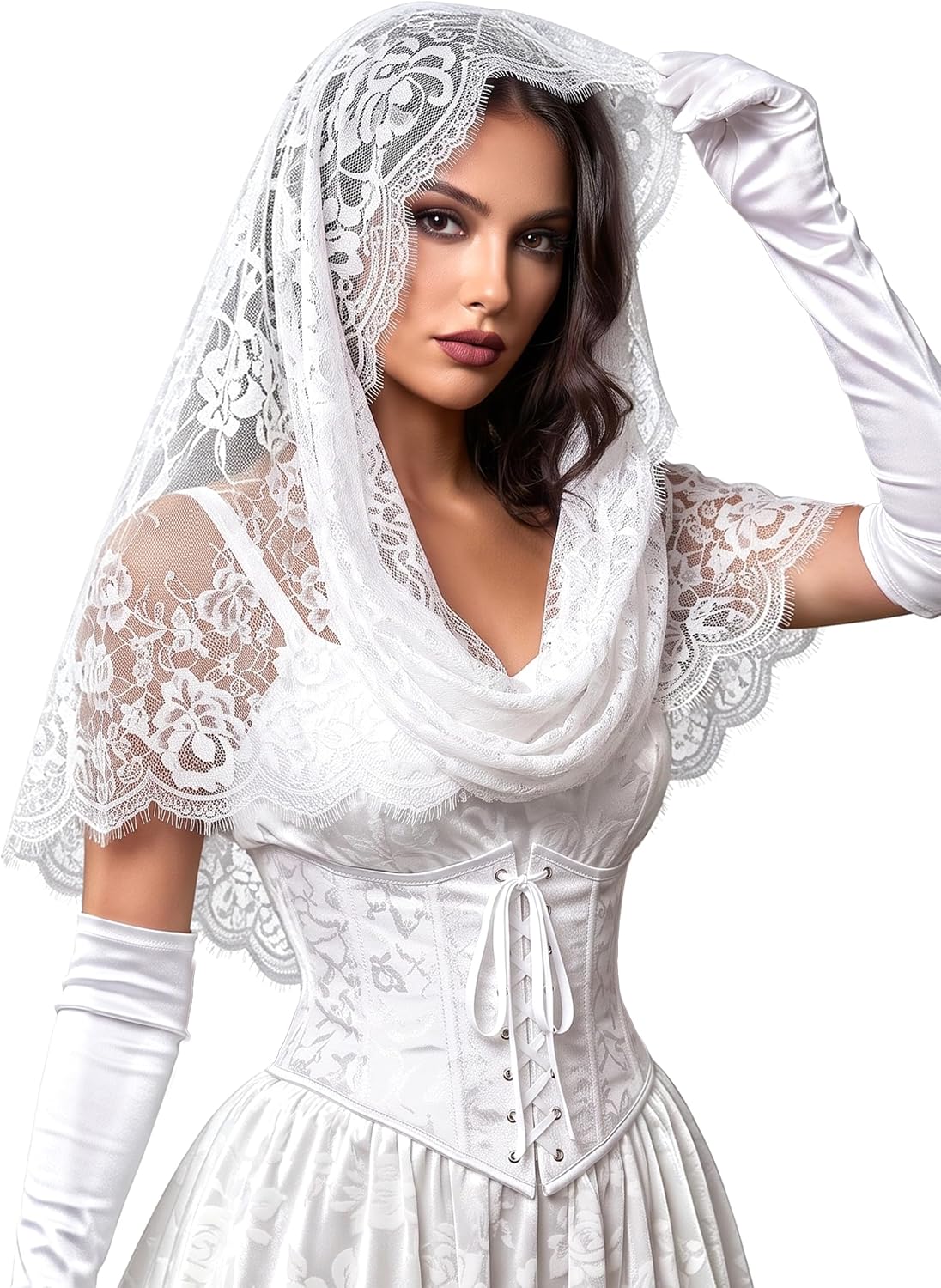 Chapel Lace Mantilla Veil Infinity Latin Mass Head Covering Spanish Style