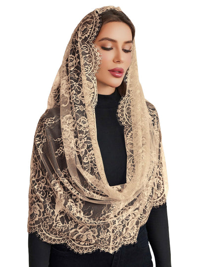 Avidlove Infinity Lace Mantilla Veil Chapel Mass Head Covering Latin Scarf