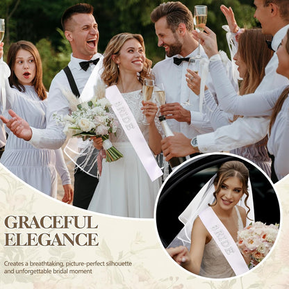 Chanaco Bride to Be Sash Bachelorette Party Favors Decorations Wedding Accessories White Veil Bridal Shower Sashes Gifts