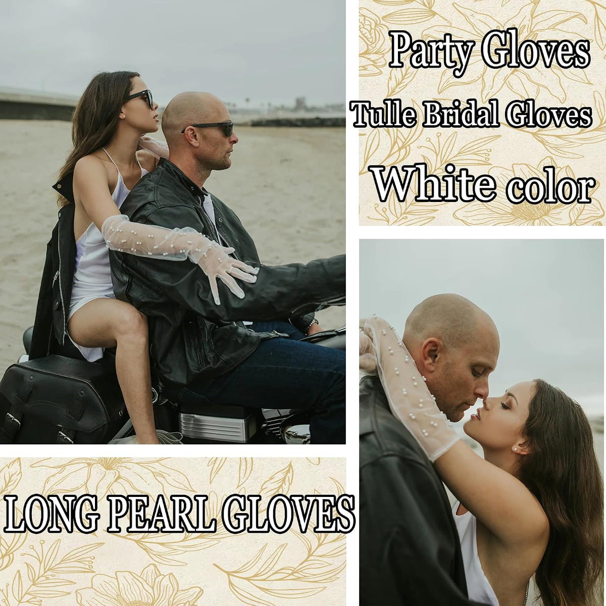 Long Pearl Wedding Gloves Tulle Bridal Gloves Wedding Detachable Sleeves Sleeves Elbow Length Summer Fingerless Glove