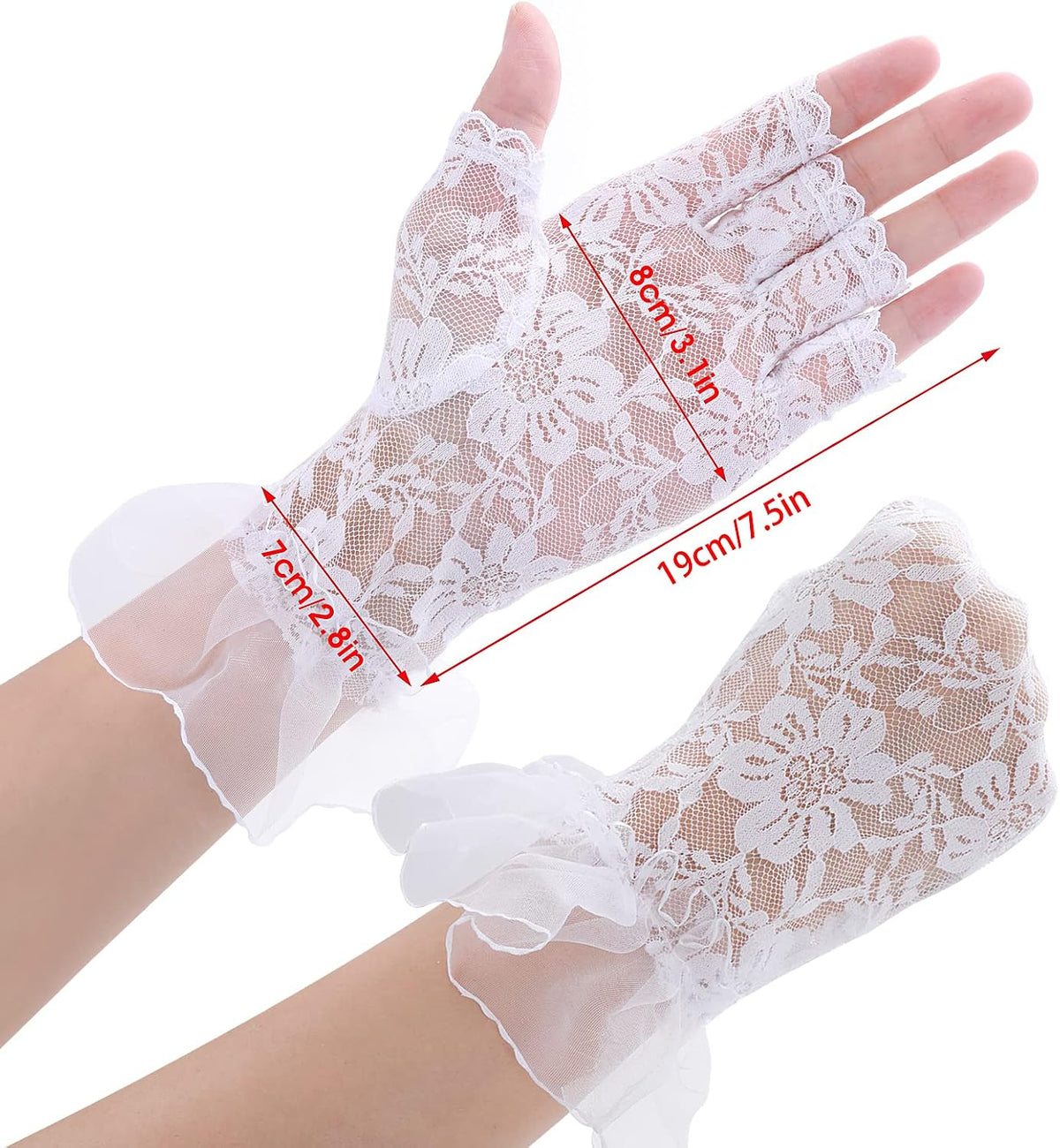 Yolev Lace Fingerless Gloves - Short Bridal Lace Floral Gloves for Wedding Dinner Parties