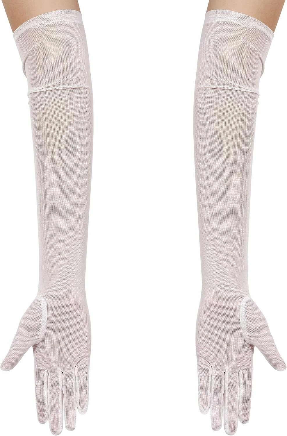 Hazhlko Women's Long Mesh Tulle Sheer Gloves Opera Party Gloves