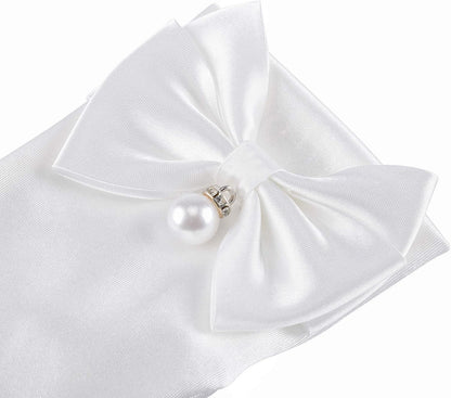 Ayliss Women Bridal Wedding Gloves Satin Short Opera Party 1920s Fancy for Special Occasion Dress Formal Dancing Cosplay