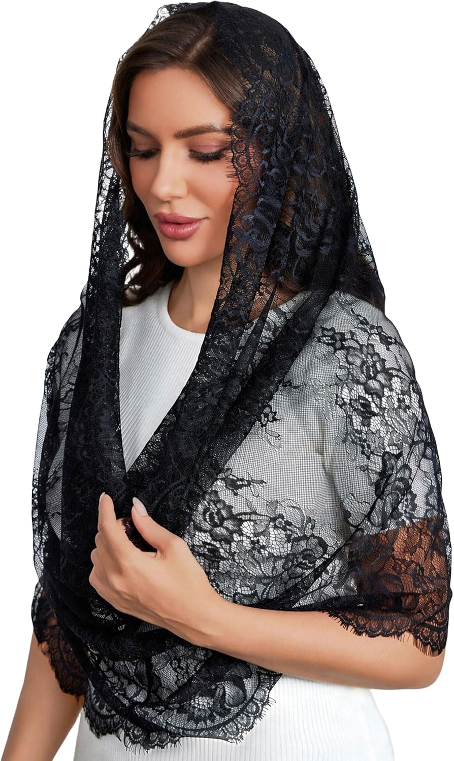 Avidlove Infinity Lace Mantilla Veil Chapel Mass Head Covering Latin Scarf