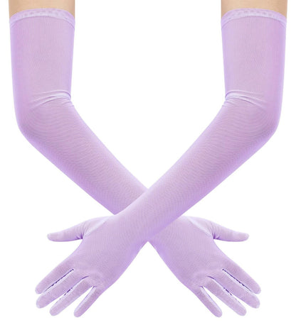 Hazhlko Women's Long Mesh Tulle Sheer Gloves Opera Party Gloves