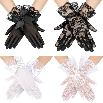 Geyoga 4 Pairs Lace Gloves Women Tea Party Gloves