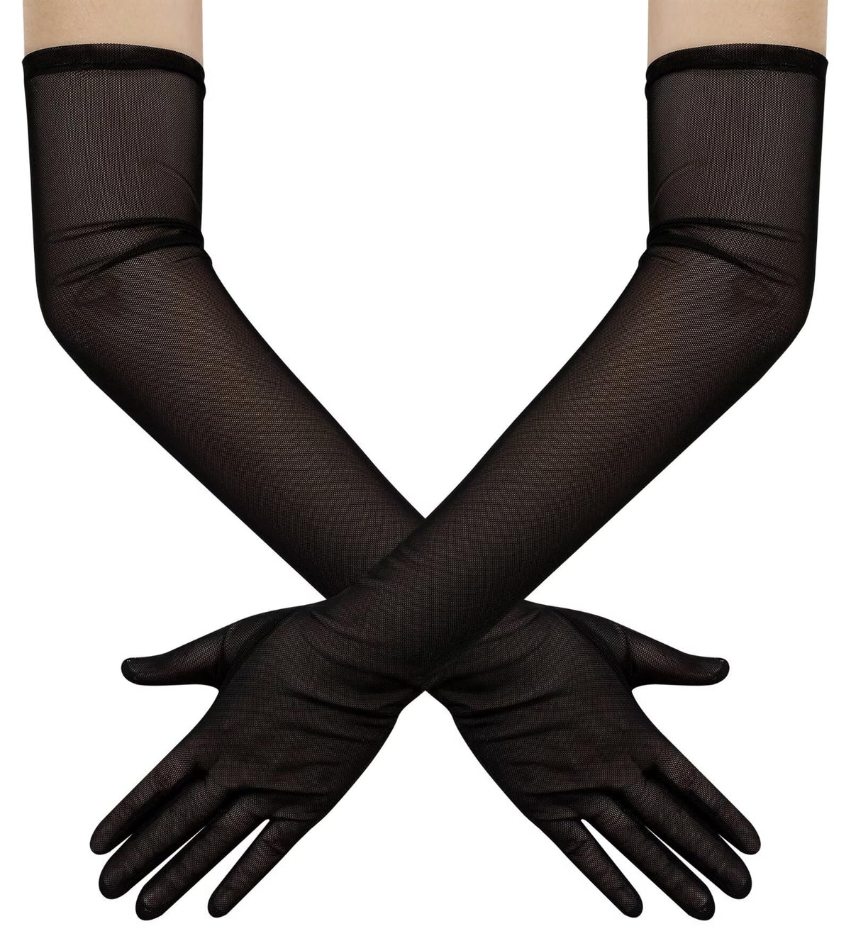 Hazhlko Women's Long Mesh Tulle Sheer Gloves Opera Party Gloves
